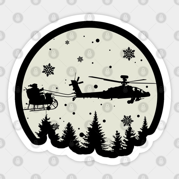 Gun Pilot - AH-64 Apache Pulling Santa's Sleigh Sticker by Aviation Designs